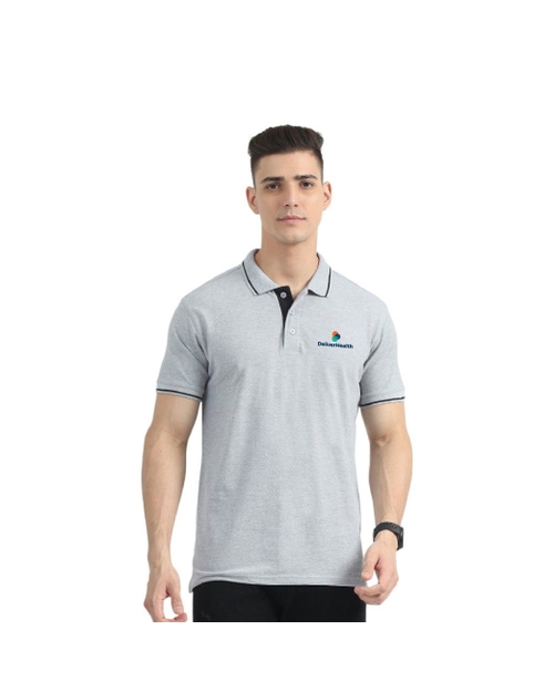 Greys&Blues Organic Polo Tshirt- Grey with Black Tipping